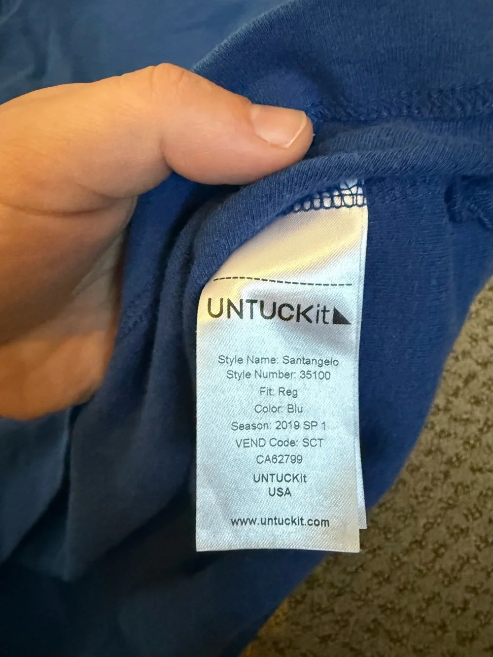 UNTUCKit Men’s 1/4 Zip Blue Sweater Santangelo Size Large Cotton Polyester EUC